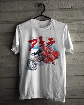 

Akira Kaneda Japanese Retro Anime White T-shirt Tee Mens Cottom Motorcycle Adults T Shirt Euro Size