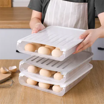 

TTLIFE 3-row 18 holes Large Capacity Egg Box Stackable Automatic Rolling Egg Storage Box with Lid Auto scrolling egg storage