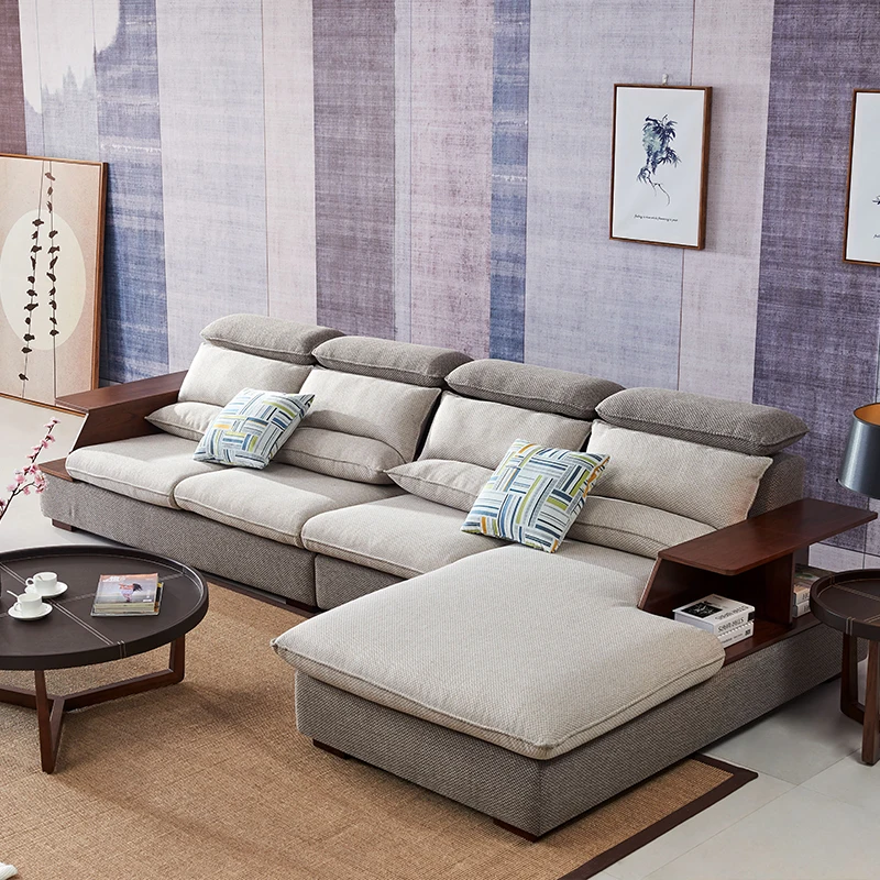 MANBAS Modern Fabric Sectional Sofa Set Living Room Couch Corner Salon Sofas Cama Home Furniture with Storage,Adjusted Headrest