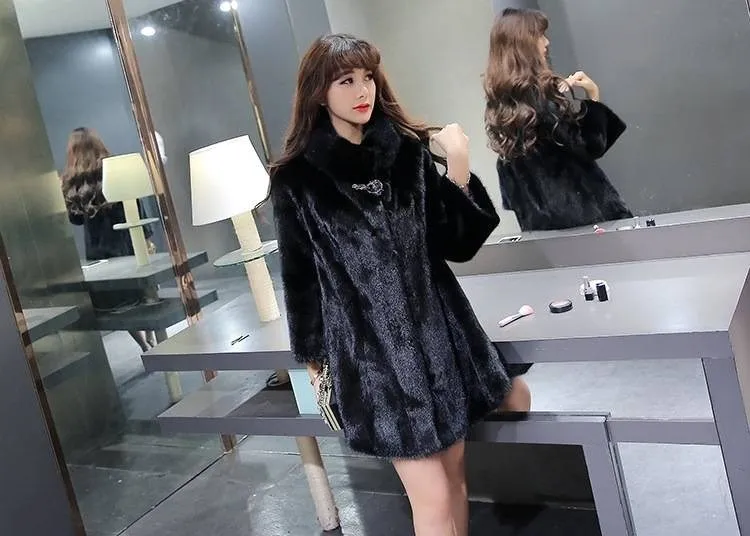 Норковая женская шуба,, новинка, искусственный мех, Женская длинная куртка из замши, норковая шуба, женская шуба из искусственного меха, зимнее пальто