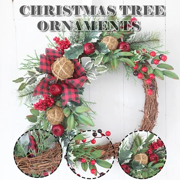 

Christmas Decoration Wreath Vine Ring Door Hanging Needles Apple Wreath New Year Home Party Shopping Center Christmas ornaments