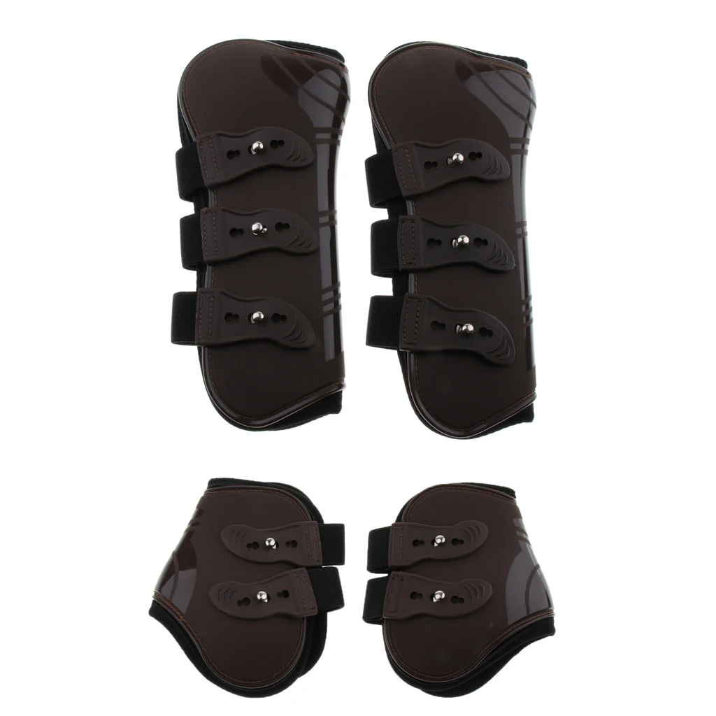 Set of 4 Horse Pony Tendon and Fetlock Boots, Equine Front Rear Legs Jumping Protective Boot - Lightweight and Breathable