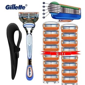 

Gillette Fusion 5 Machine For Shaving Razor Blades Men Manual Shaver Cassettes For Beard With Replacebale Blades Rubber Sleeve