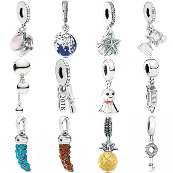

Starfish & Shell Enchanted Tea Cup String of Beads Mickey World Pendant Bead 925 Silver Charm Fit Pandora Bracelet Diy Jewelry