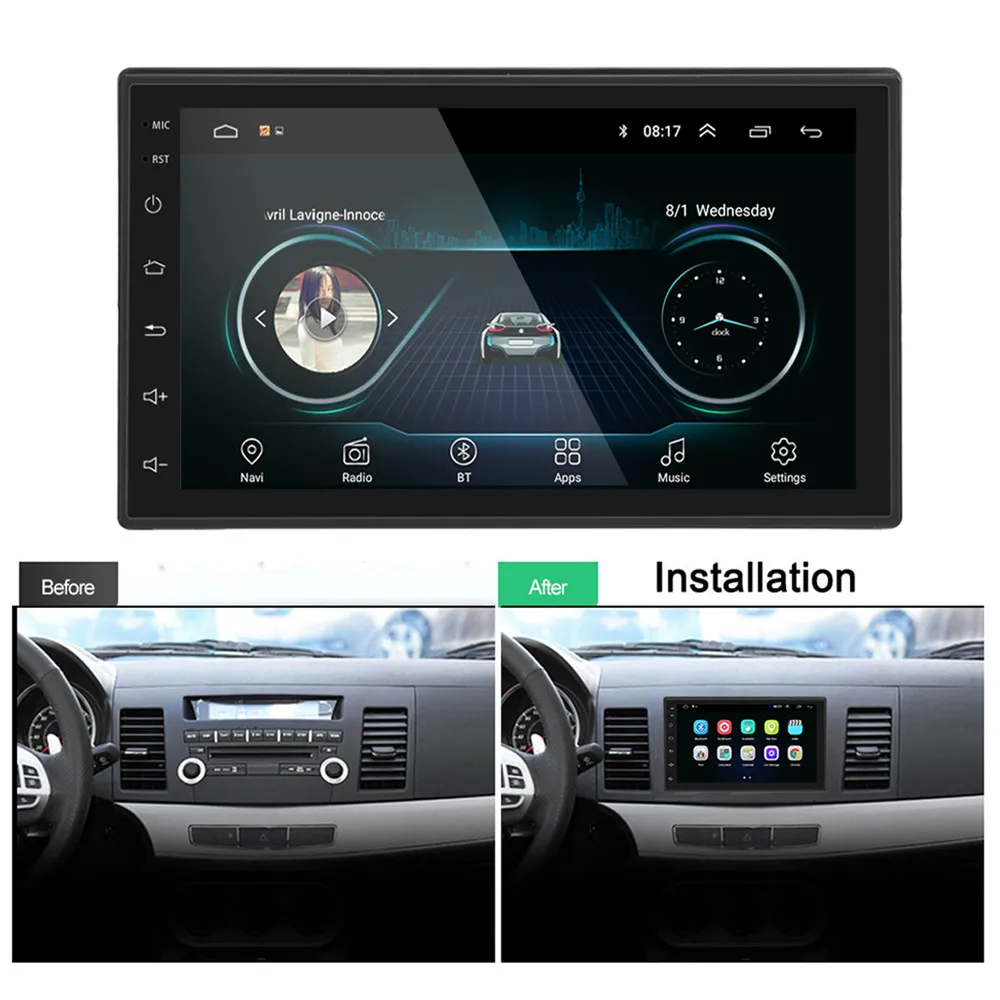 7 дюймов Android 8,0 автомобильная стереосистема радио gps навигация, bluetooth, FM радио, USB WI-FI автомобиля MP5 плеер мульти-lanuage Поддержка встроенный WI-FI