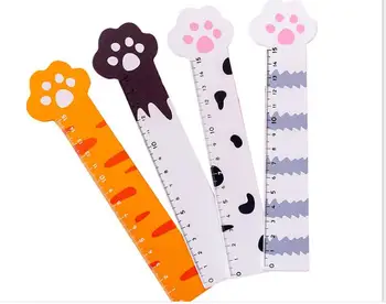 

100pcs/Lot Cartoon Wood Animal Cat Claw 15cm Ruler Student Multi-functional Measurement Drawing Ruler Learning Stationery RU012