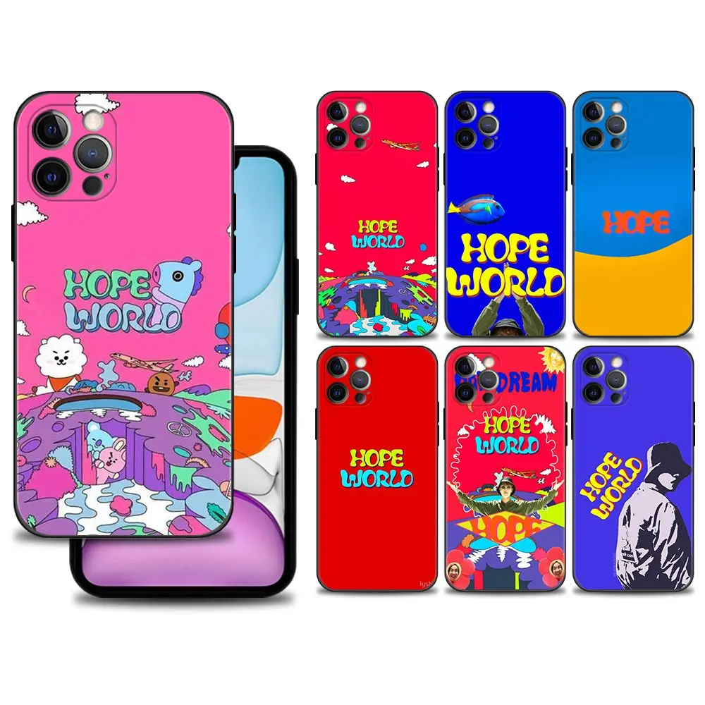 Чехол для телефона Super Star Hope World iPhone 14 13 12 Mini 11 Pro Max XS XR X 8 7 6s 6 Plus SE черный мягкий