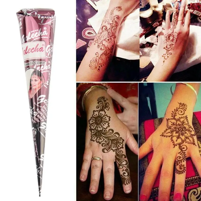 Indian Tattoo Henna Paste Temporary Tattoo Painting Body Paint Henna Art Black Brown Cream Cone For Stencil Mehndi Body Art