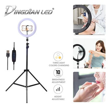 

10 Inch LED Selfie Ring Light USB Ring Lamp Photography Lighting Dimmable Video Light Makeup Camera Photo Lights for Video Live