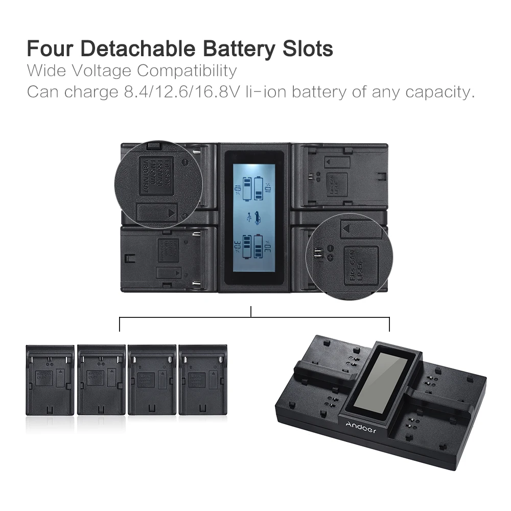 

NP-FZ100 LCD Display 4-Channel Digital Camera Battery Charger for Sony A7III A9 A7RIII A7SIII Camera Battery Charger