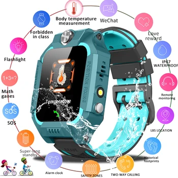 

LIGE 2020 New High temperature measurement Kid Smart Watch Thermometer Baby Watch LBS Position Tracker Children Smartwatch+Box