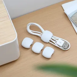 Cable and Accessory Management Clip: Multi-Function Desk Organizer and Cord Protector (4 pcs White)