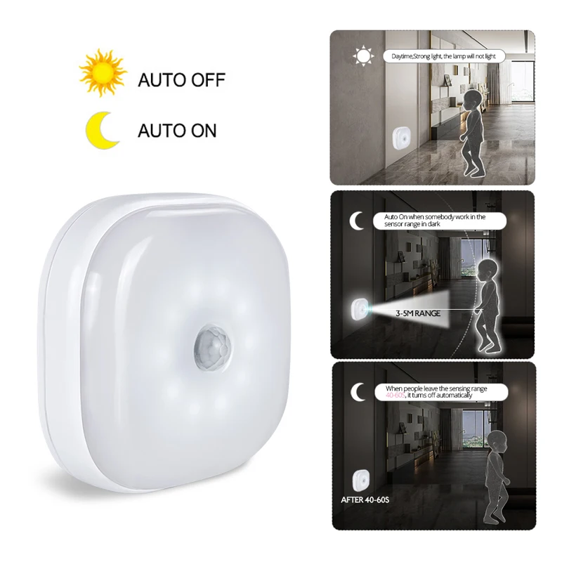 3W Wireless Motion Sensor Light Body Activation Induction Night for Kitchen Closet Cabinet Corridor Stair Battery Powered | Лампы и