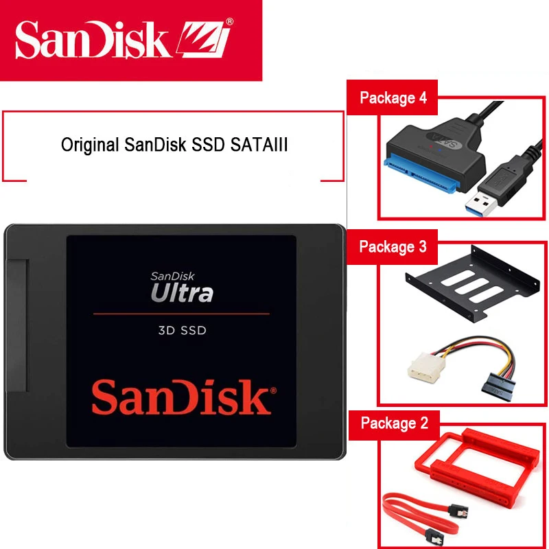 жесткий диск ssd hdd Двойной Флеш накопитель SanDisk SSD SATA 2 5 &quot120 ГБ 240 480 внешний