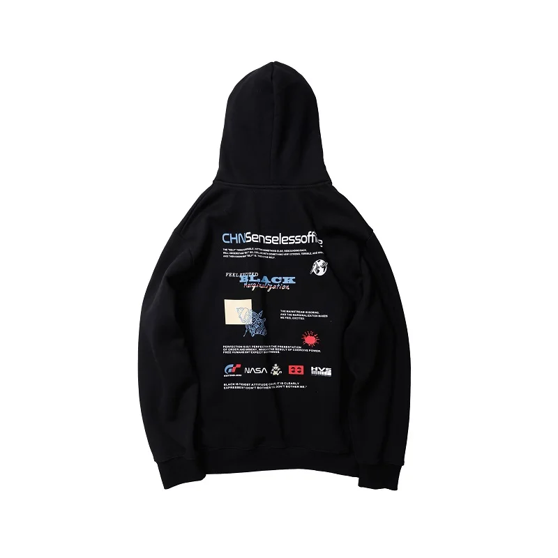 Мужские толстовки из хлопка W2089 - Цвет: black