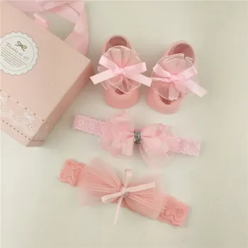 

Flower Design Cotton Socks Newborn Baby Cartoon Bowknot With Hairband Photography Props Set new