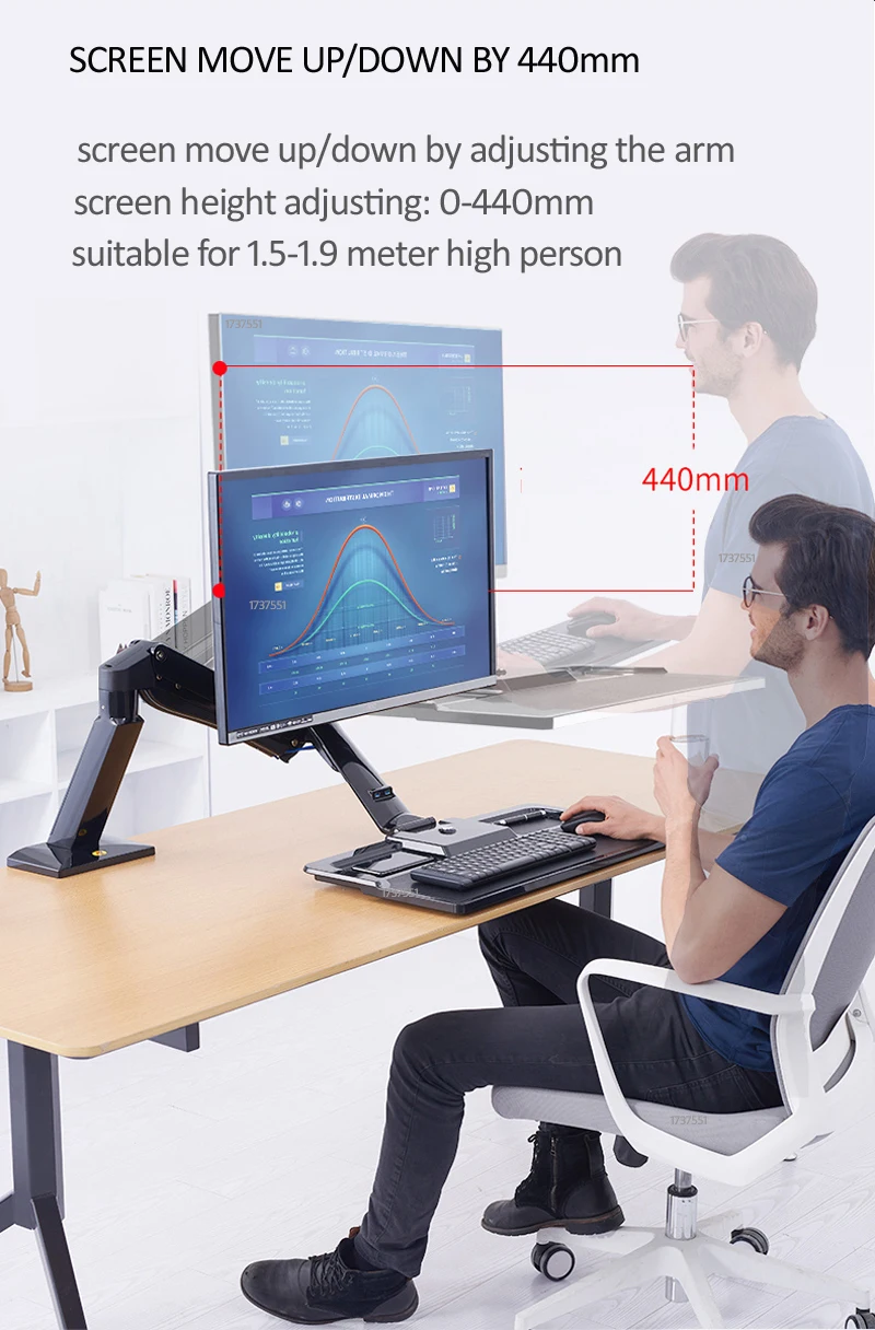 NB FC40 aluminum gas spring Ergonomic Desktop sit