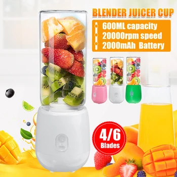 

600ml Portable Electric Juicer Blender USB Rechargeable Food Mixer Extractor Vegetable Fruit Squeezers Shakes Smoothie Maker