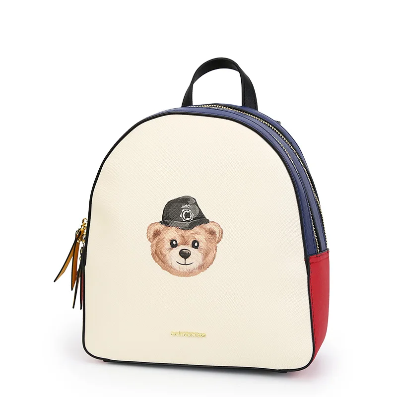Danny Bear джинсы медведь серия женский рюкзак белый и черный медведь Логотип Синтетическая кожа милый DJB8816259W - Цвет: White