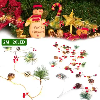 

NEW LED String Lights Christmas Tree Decorations Christmas Ornaments 2m 20 LED Copper Wire Pine Cone String Light Navidad Kerst