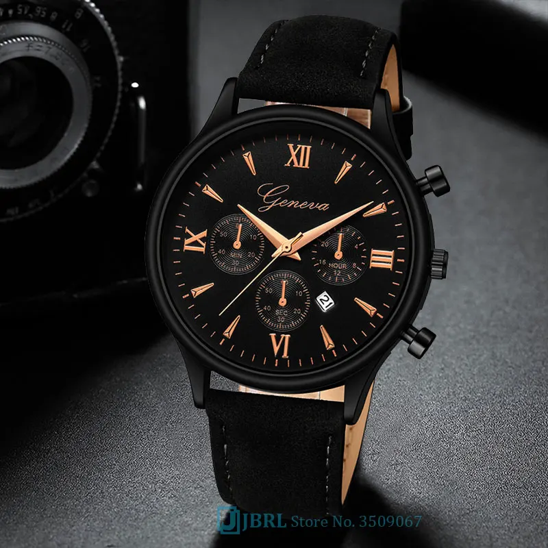 Черные наручные часы мужские часы бизнес мода стиль новые наручные часы из искусственной кожи мужские кварцевые часы для мужчин часы Hodinky - Цвет: black black