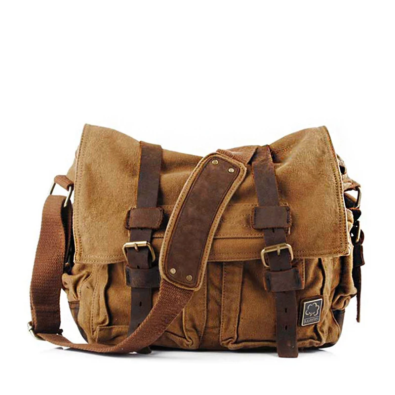 Men's Vintage Canvas Briefcase Satchel Handbag Shoulder Laptop Messenger Bag New 