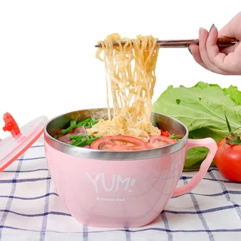 

noodles bowl student tableware 316 stainless steel round lunch box ramen bowl Tureens