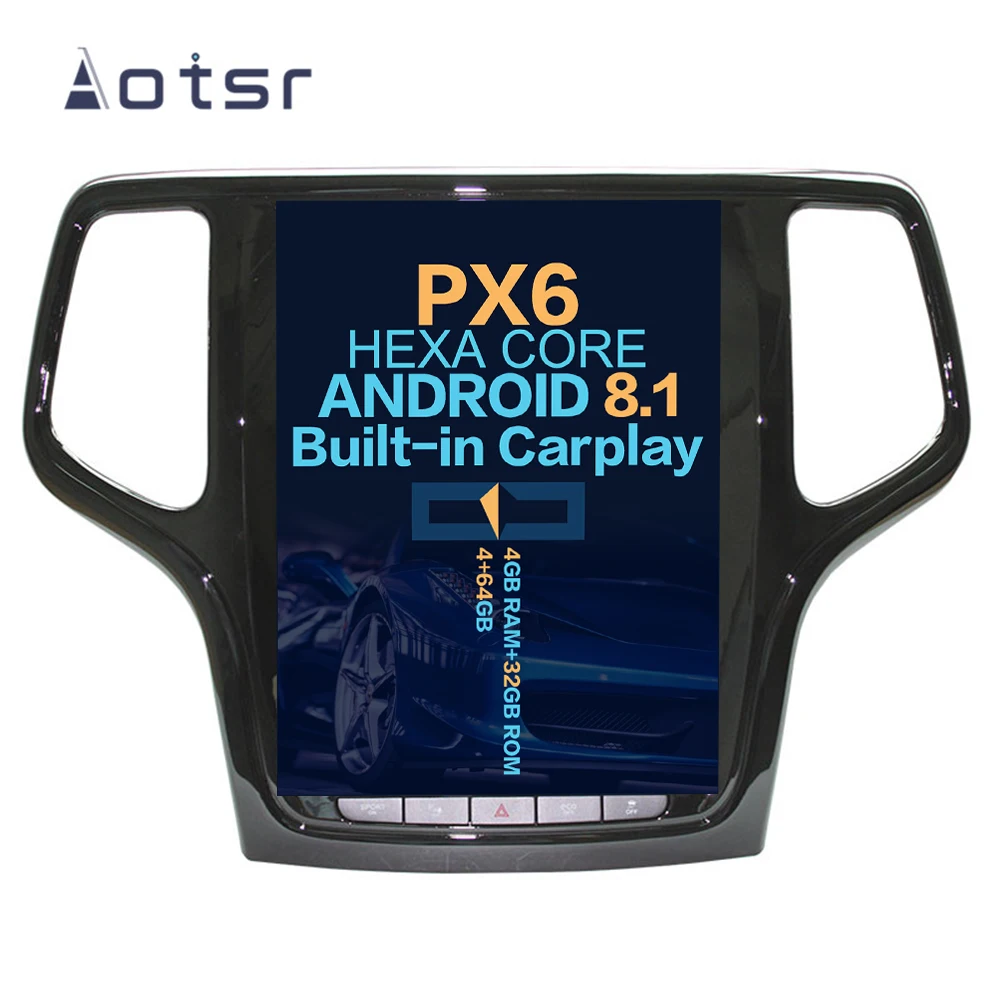 

Aotsr Tesla 10,4 "вертикальный экран Android 8,1 автомобильный DVD-плеер GPS для Jeep Grand Cherokee 2014-2018 встроенный carplay Bluetooth