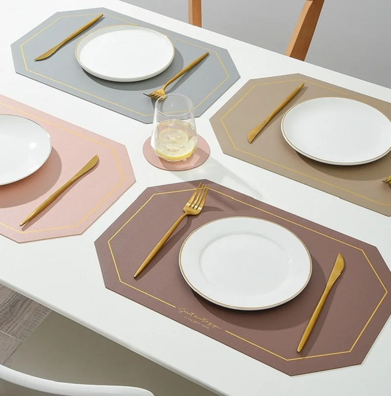 Inyahome Pu Table Place Mats Octagon Set Of 6 For Dining Table Oil Proof Waterproof Hotel Home Heat Insulation Table Mats Aliexpress Home Garden