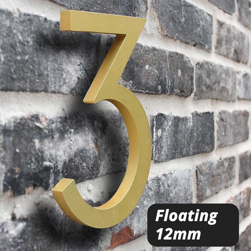 152mm Floating House Number Outdoor 6 inch Golden Aluminum Alloy Apartment Door Number Mailbox Address Sign #0-9 With Screws 1pc