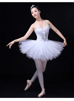 

New Women's Adult White Ballet Dance Dress Female Childkids Girls Tutu Dress Swan Dance Performance Wear Jumpsuit Costumes