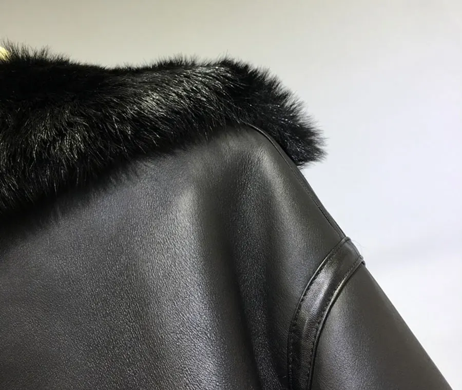 Новая модная зимняя теплая Байкерская Шерсть Шуба с v-образным вырезом для женщин из натуральной овечьей кожи каракуль и меховые куртки