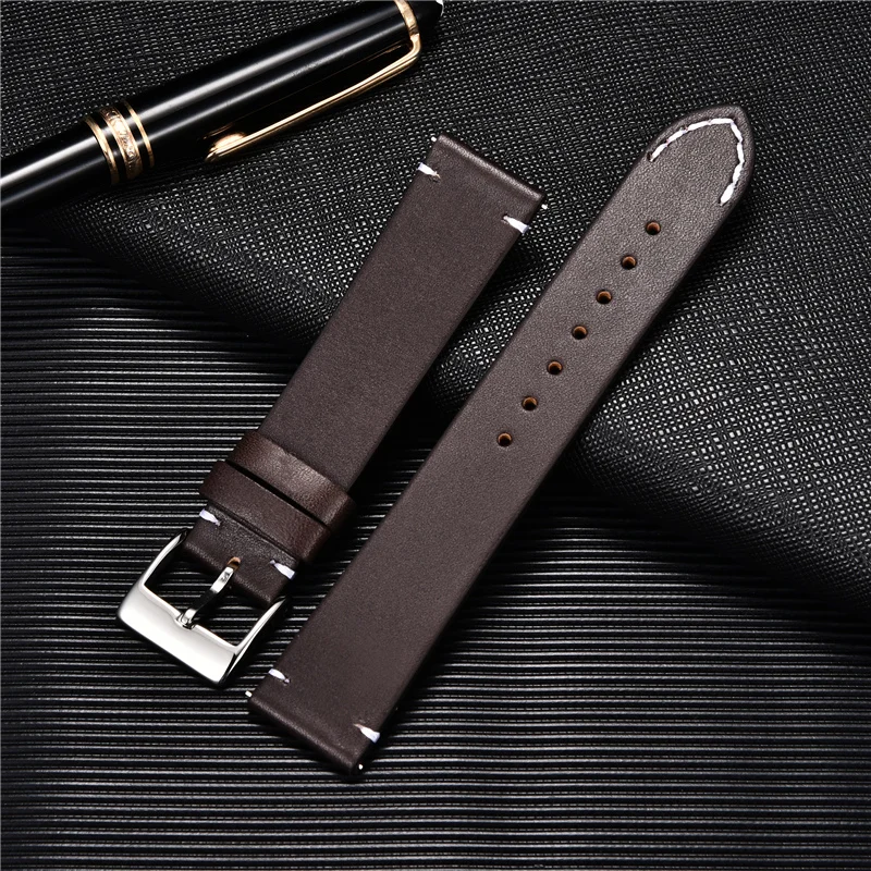Elegant Genuine Leather Quick Release Watch Strap - Unisex Replacement Band