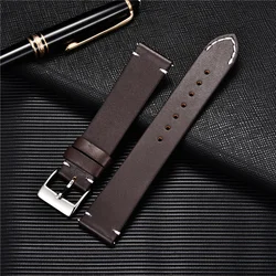 Elegant Genuine Leather Quick Release Watch Strap - Unisex Replacement Band - 22mm (Dark Brown)