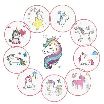 

Fun Art Cartoon Rainbow Unicorn Temporary Tattoos Stickers Set for Kids Waterproof Tattoos Sticker for Children Birthday Party