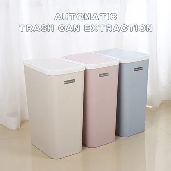 

9/12L Automatic Change Bag Trash Can Rubbish Basket Dustbin Pumping Bag Waste Bin Paper Storage Bucket Kitchen Bath Trash Can