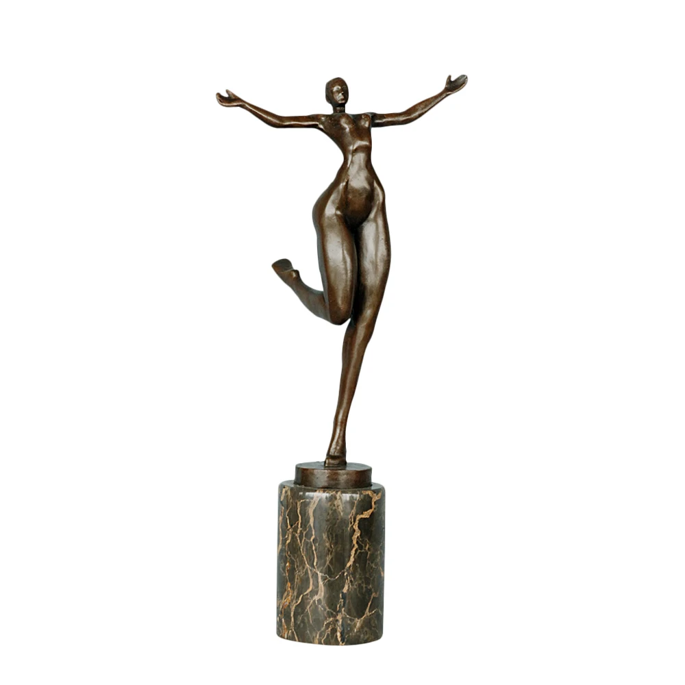 Hugging Pose Nude Female Statue Bronze Modern Abstract Sculpture Art Naked Woman Figurine Marble Base | Дом и сад