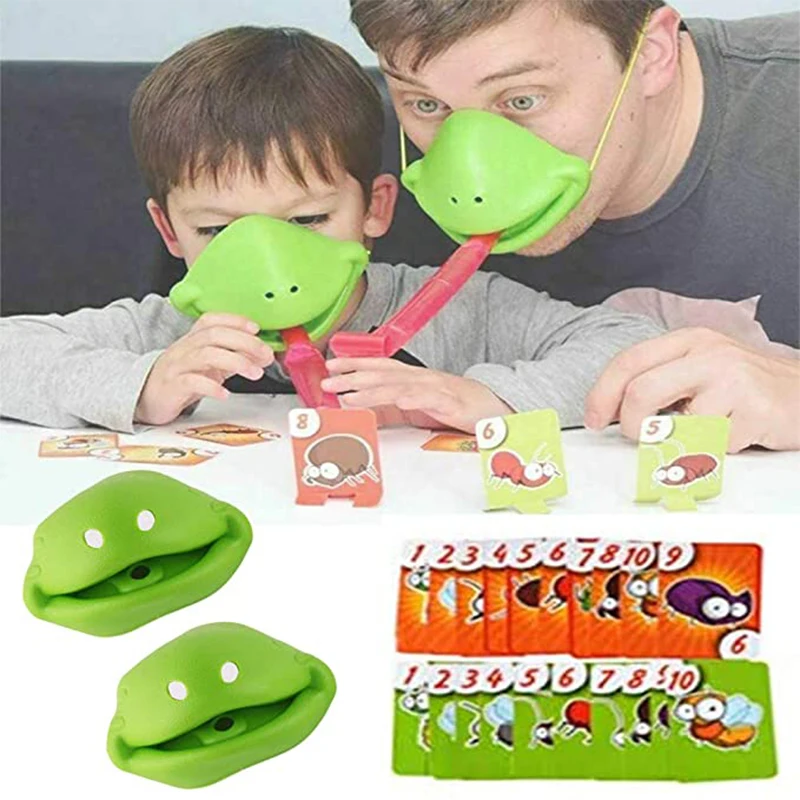 Frogs Tongue Out Gags Toy Fun Family Interactive Toy Desktop Game Lizard Tongue Eating Pest Game Card Competition Child Gift
