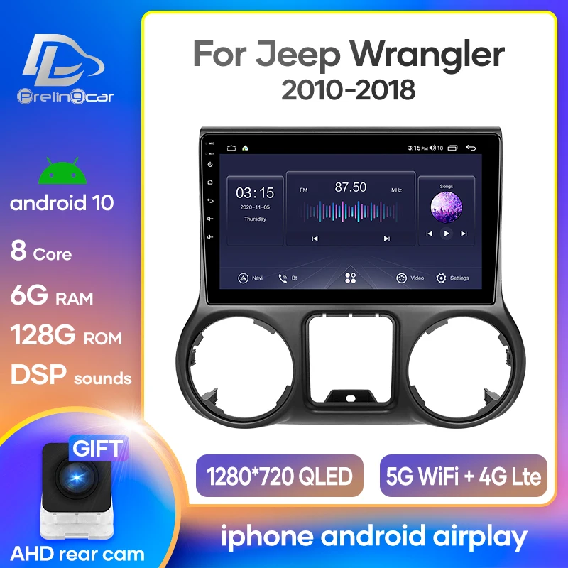 Prelingcar For Jeep Wrangler jk Андроид 10 автомагнитола нет магнитола 2 din DVD для Джип Вранглер 3