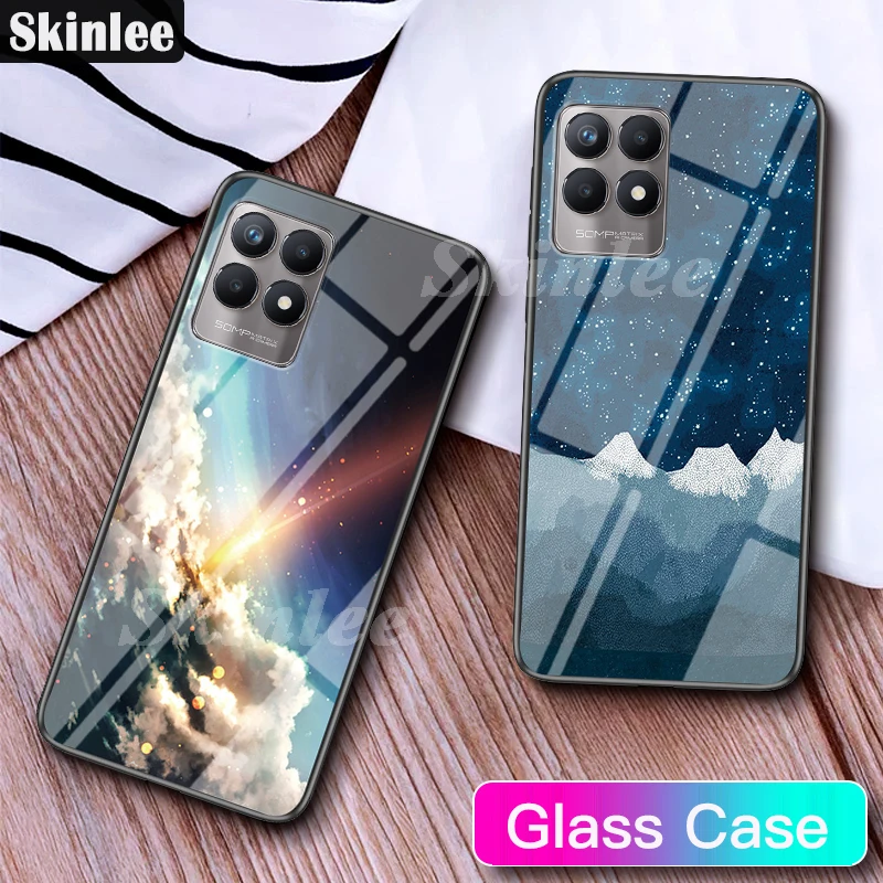 Чехол Skinlee из закаленного стекла для Realme 8i чехол с изображением космоса звездного