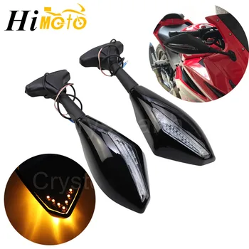 

For Kawasaki Ninja 250R ZX6R ZX10R Integrated LED Turn Signals Light Rear View Side Mirrors For Yamaha YZF R1 R6 R3 FZ1 FZ6