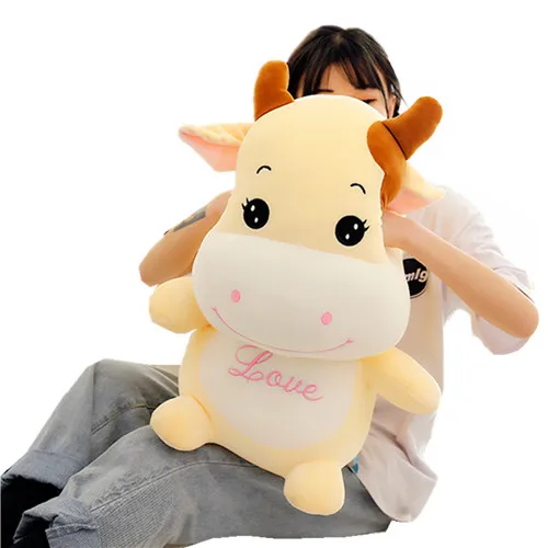 Fancytrader 24'' Lovely Plush Soft Stuffed Giant Animal Milk Cow Toy Big Plush Cow Doll Nice Gift For Kids 60cm 2 Colors (1)