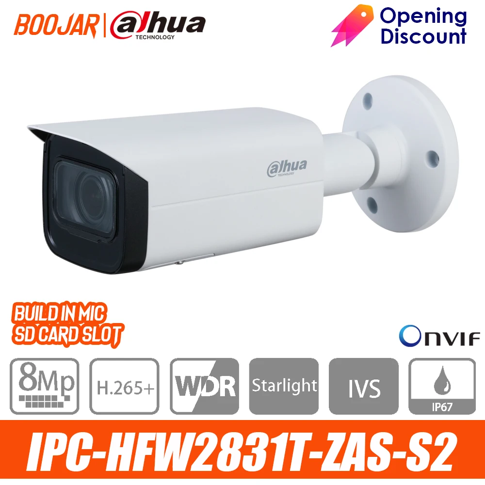 Ip камера dahua IPC HFW2831T ZAS S2 8MP Lite IR Vari focal Bullet сетевая с моторизованным объективом IR60M