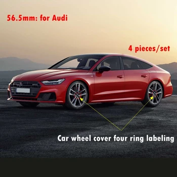

4 Pcs/set of 56.5mm Car Wheel Cover Four Ring Labeling Wheel Hub Center Cover Modification Decoration Sticker Suitable for Audi