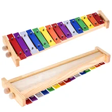 Glockenspiel деревянный ксилофон и алюминиевый ударный музыкальный инструмент обучающая игрушка 15 тонов с 2 молотками для маленьких детей