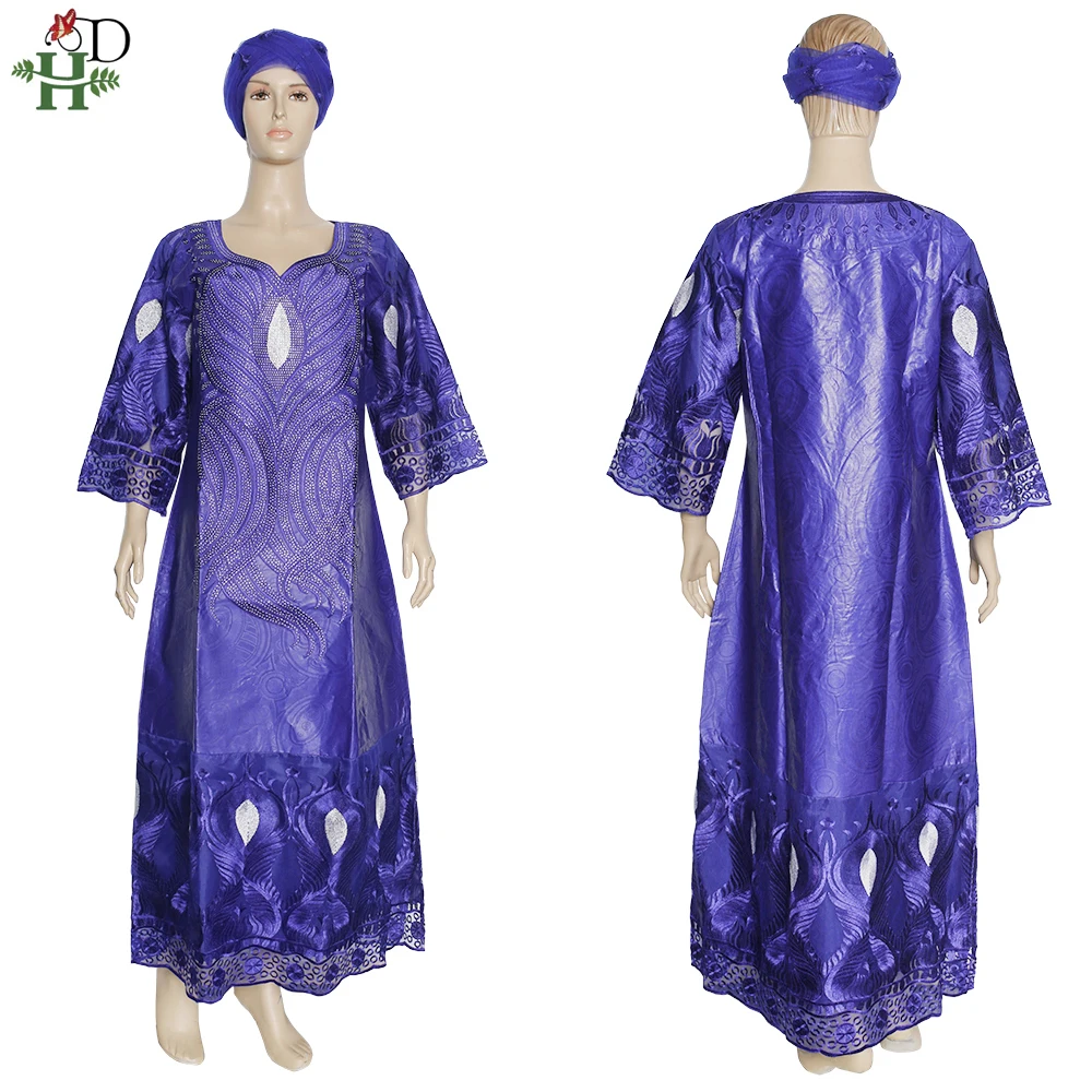 H&D African Maxi Dresses Rich Woman Bazin Dress XXXL Plus Size Dashiki Ankara Dress African Head Wraps Ladies Clothes Boubou