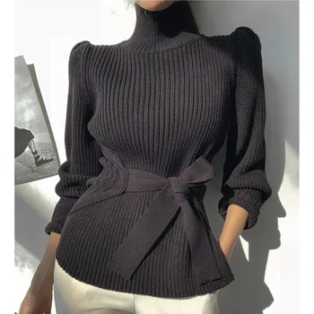 

Turtleneck Pulover Sweater Pink Black White Cropped Blusa Tricot Fall 2019 Korean Women clothes winter women elegant pull B006