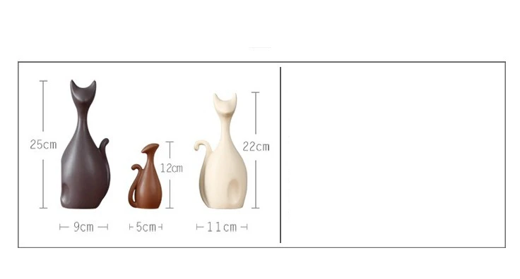 VILEAD Ceramic Family of Three Four Cats Figurines Nordic Animal Living Room Decoration Home Ornaments Crafts For Wedding Gifts