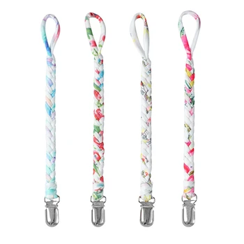 

4Pcs/set Cotton Pacifier Clips Chain Dummy Clip Pacifier Holder Nipple Soother Chain for Infant Baby Feeding