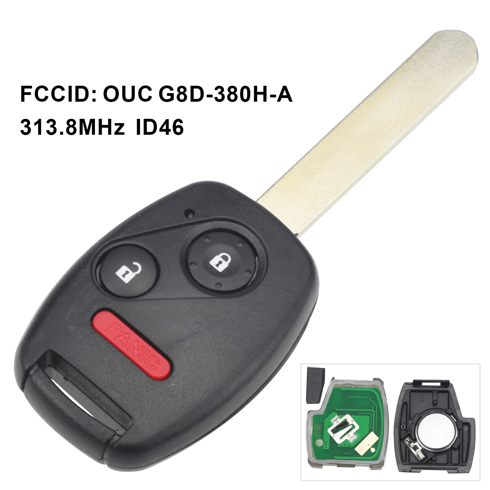 Jingyuqin Автомобильный Дистанционный ключ для Honda Odyssey S0084-A Accord CIVIC STREAM 2003-2007 OUCG8D-380H-A 313,8 МГц с чипом ID46(7961 - Цвет: 2 Plus 1 Button